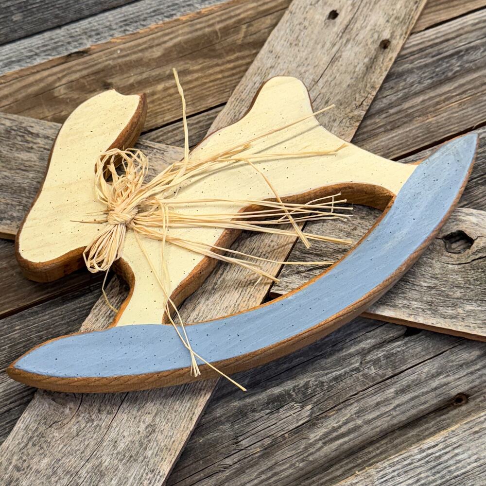 Country Chic Wooden Rocking Rabbit Wall Decor, Whimsical Easter Spring Decor - Picture 3 of 6